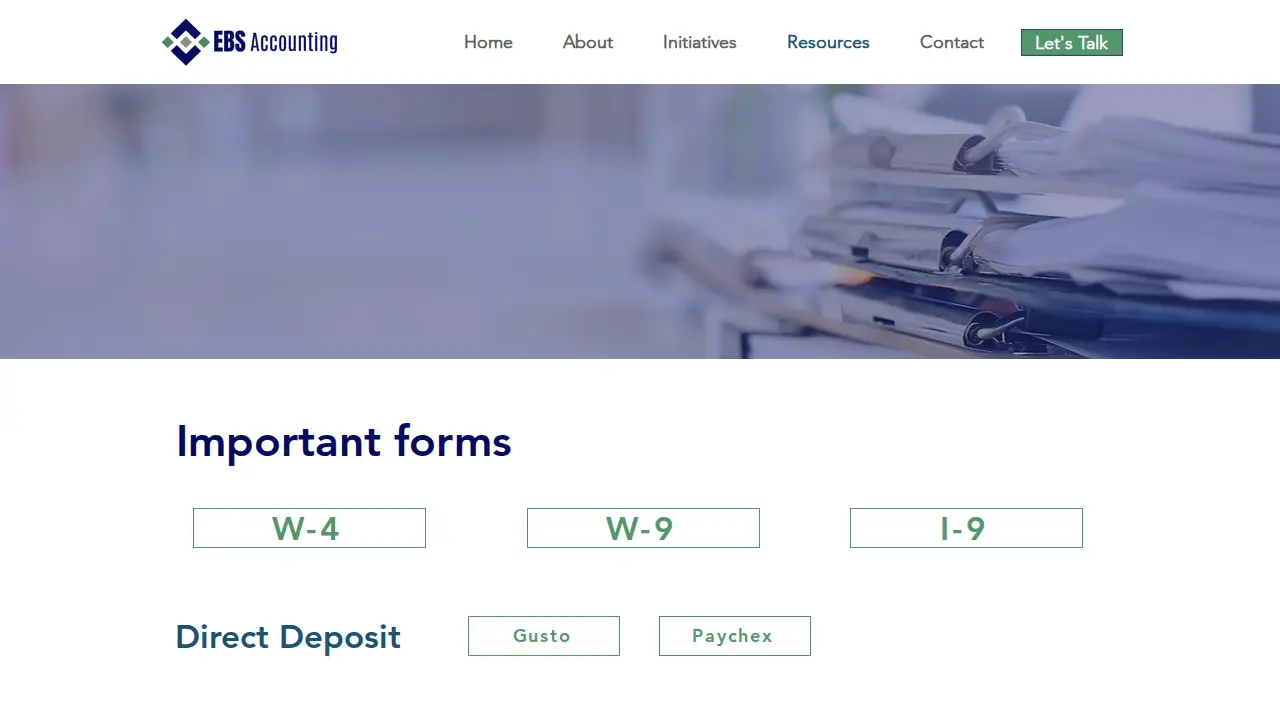 EBS Accounting page