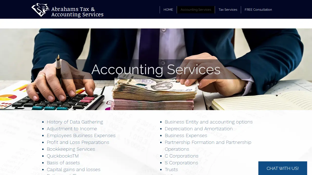 Abrahams Tax & Accounting Services page