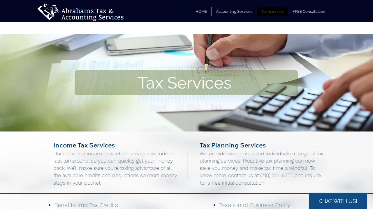 Abrahams Tax & Accounting Services page