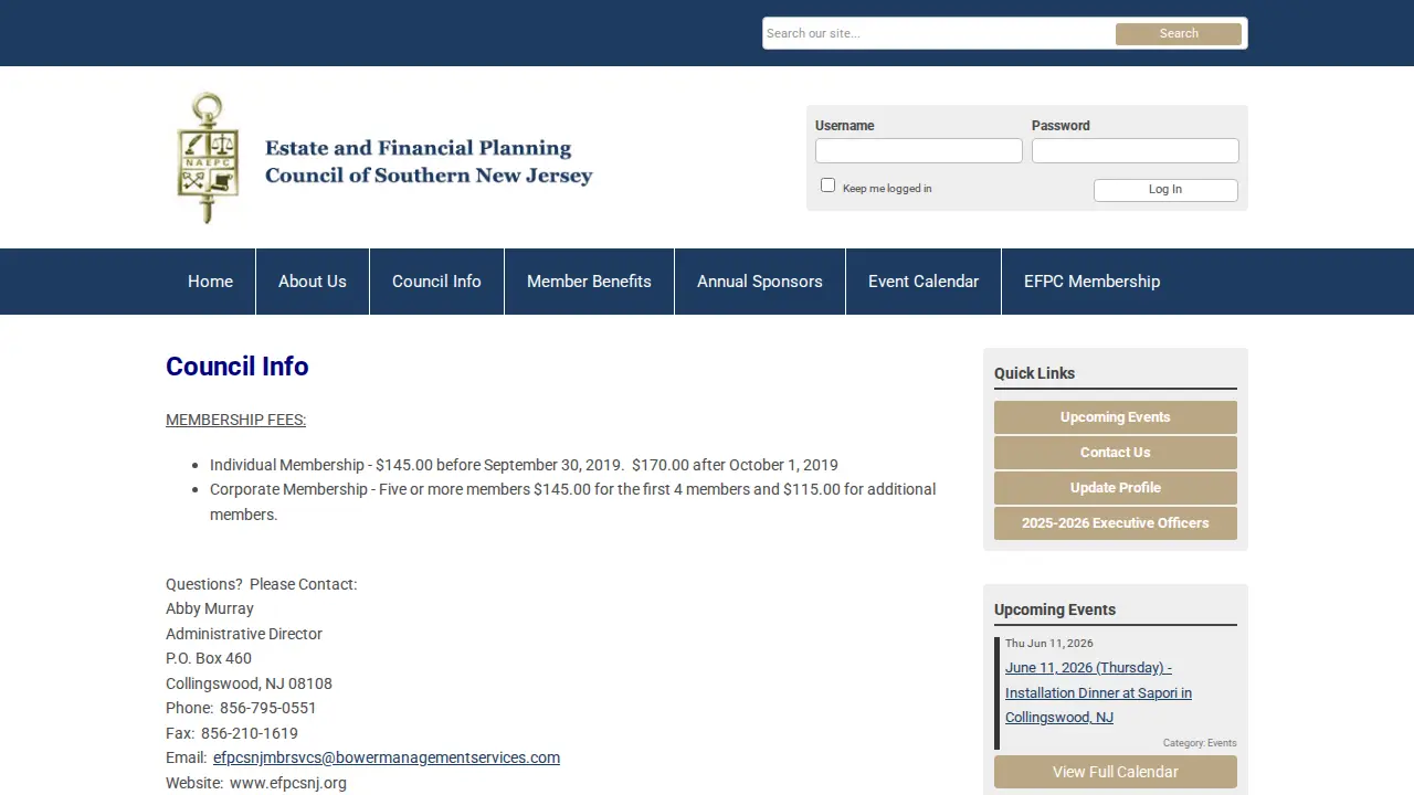 Estate and Financial Planning Council of Southern New Jersey page