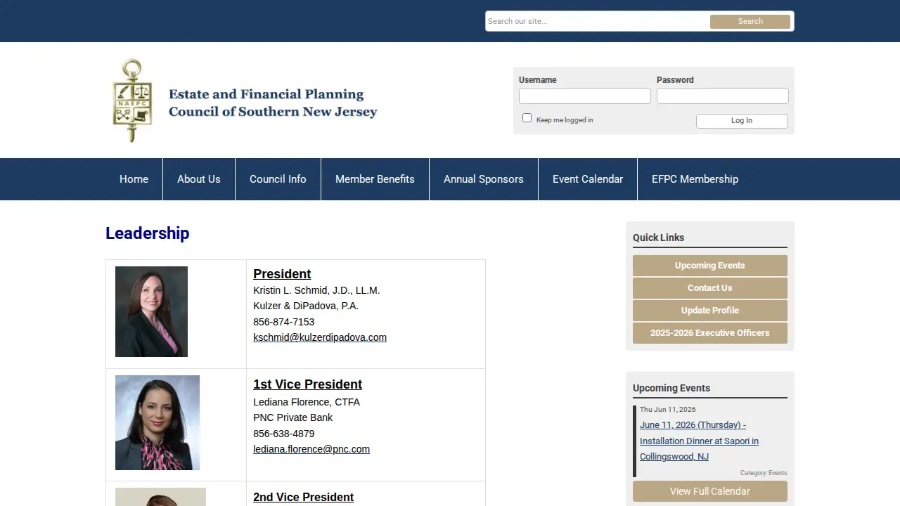 Estate and Financial Planning Council of Southern New Jersey page