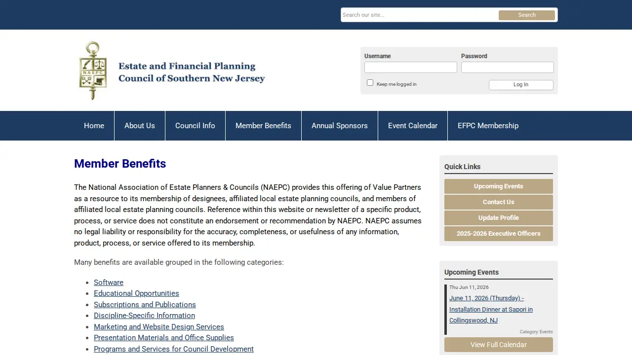 Estate and Financial Planning Council of Southern New Jersey page