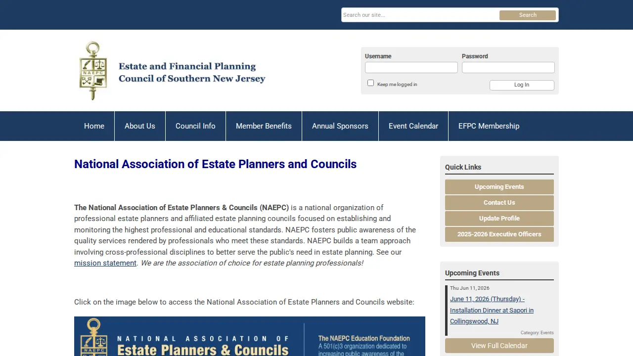 Estate and Financial Planning Council of Southern New Jersey page