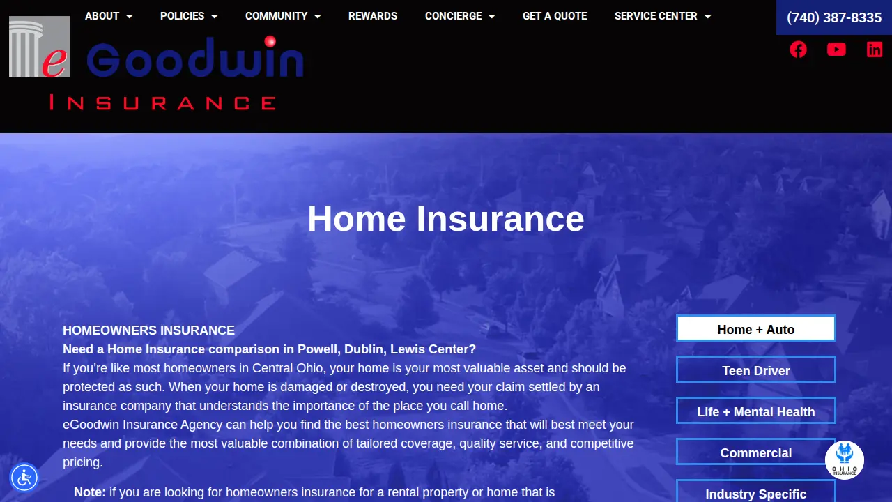 eGoodwin Insurance Agency page