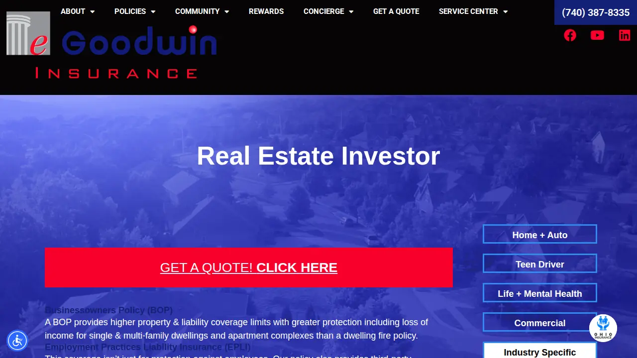 eGoodwin Insurance Agency page