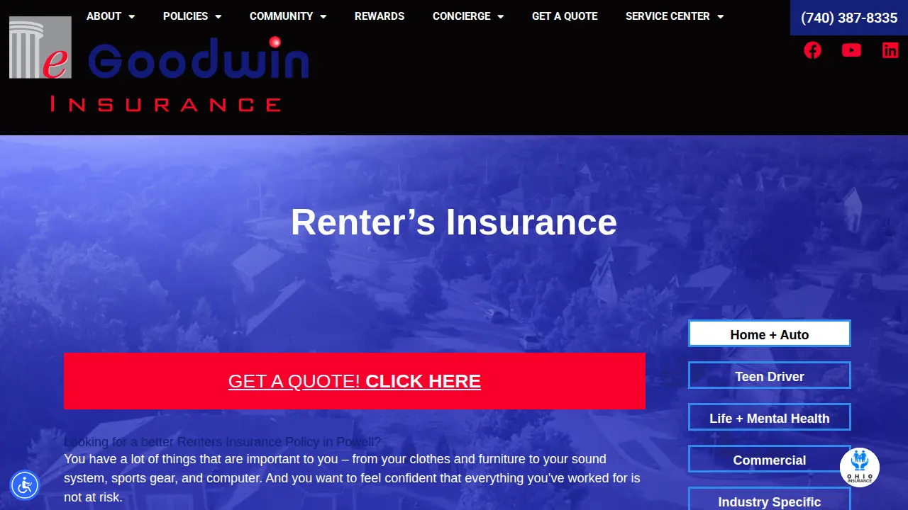 eGoodwin Insurance Agency page
