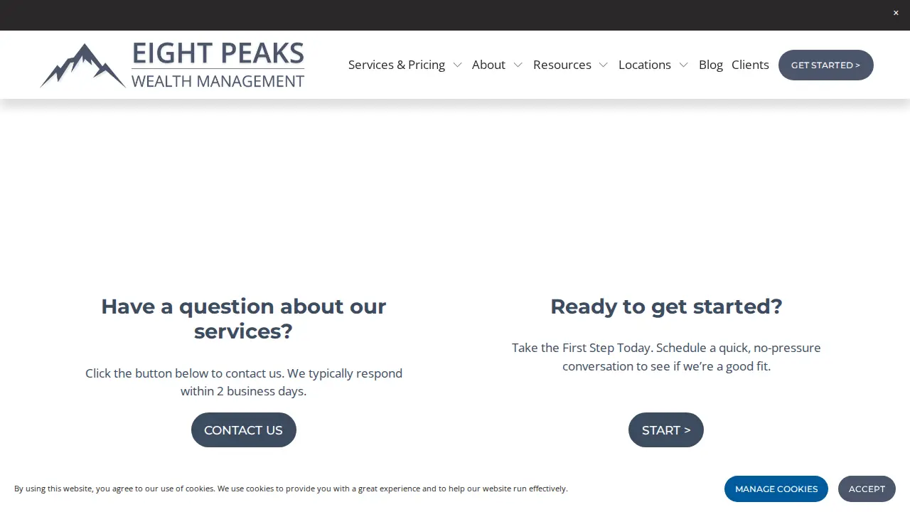 Eight Peaks Wealth Management page