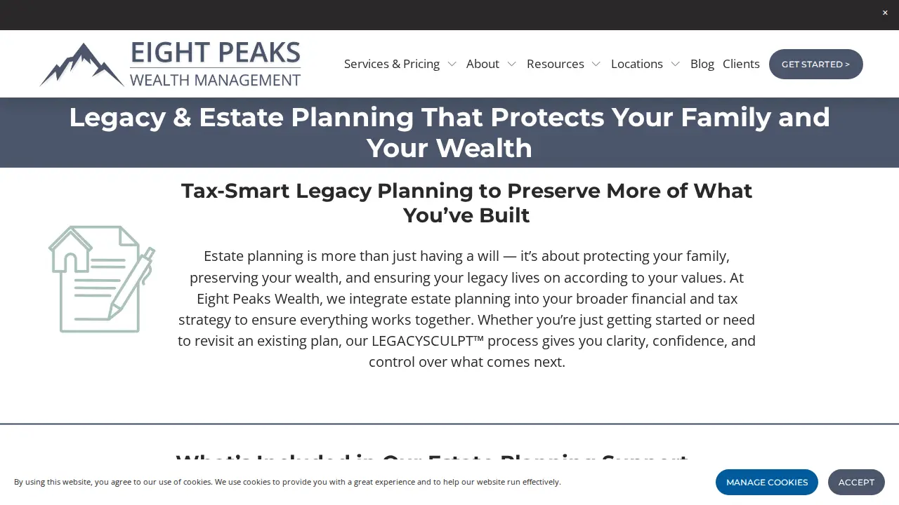 Eight Peaks Wealth Management page