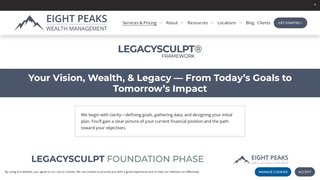Eight Peaks Wealth Management page