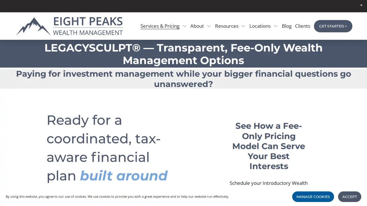 Eight Peaks Wealth Management page