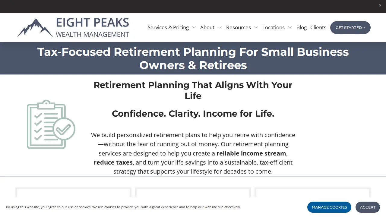 Eight Peaks Wealth Management page