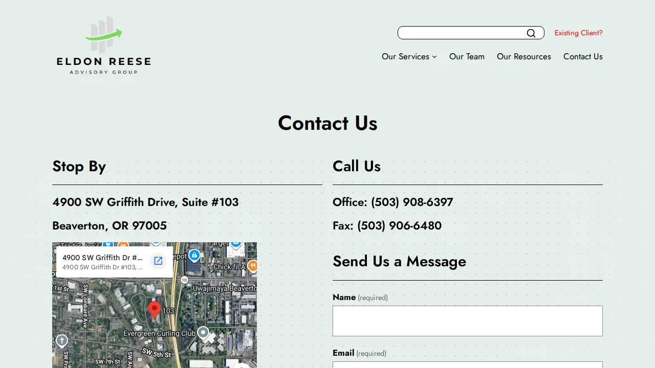 Eldon Reese Advisory Group page