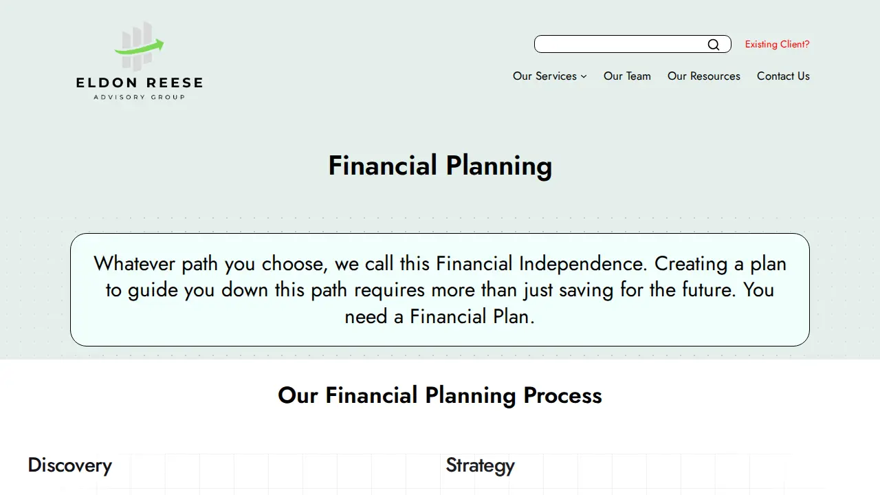 Eldon Reese Advisory Group page