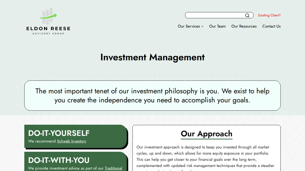 Eldon Reese Advisory Group page