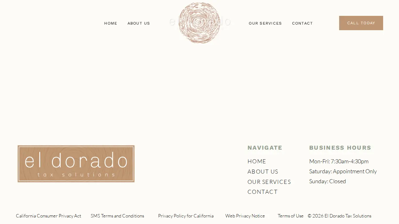 El Dorado Tax Solutions page