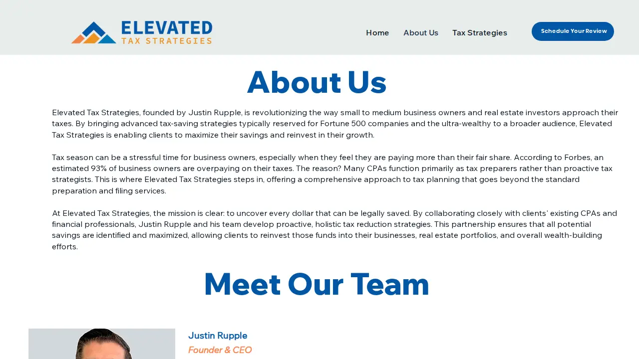 Elevated Tax Strategies page