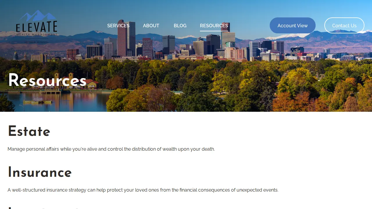 Elevate Wealth Management page
