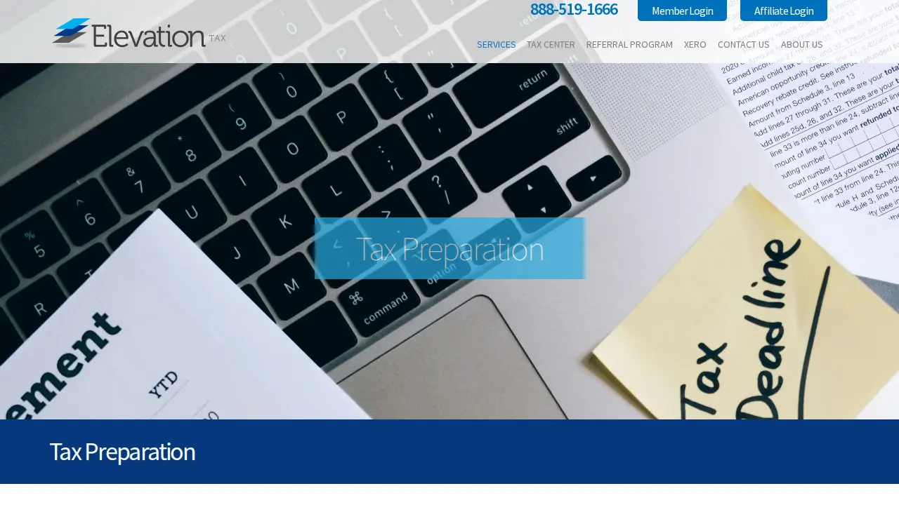 Elevation Tax page