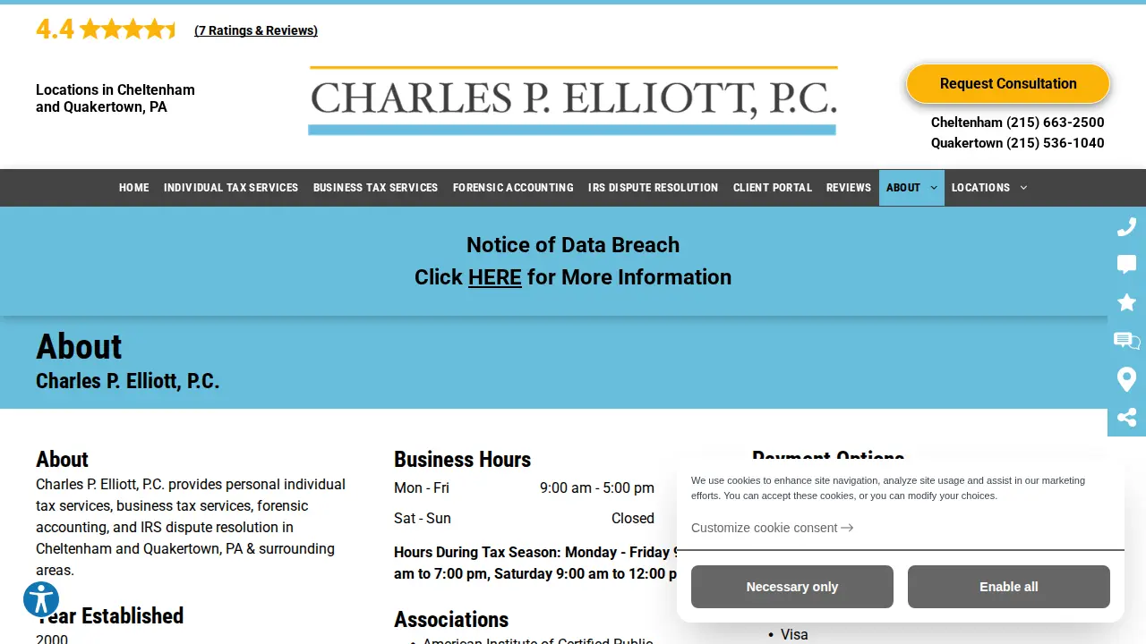 Charles P. Elliott, P.C. page