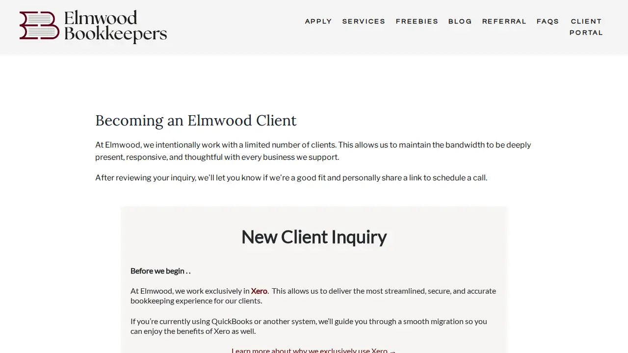 Elmwood Bookkeepers page