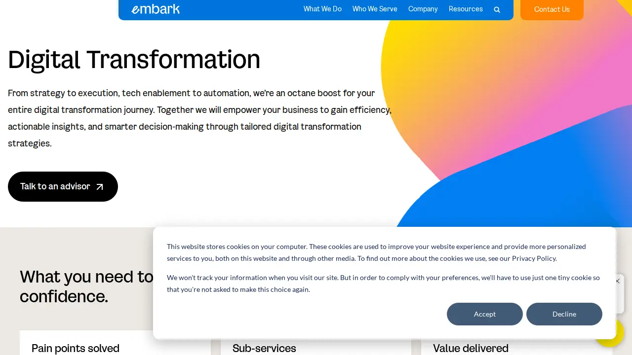 Embark page