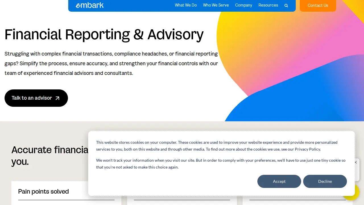 Embark page