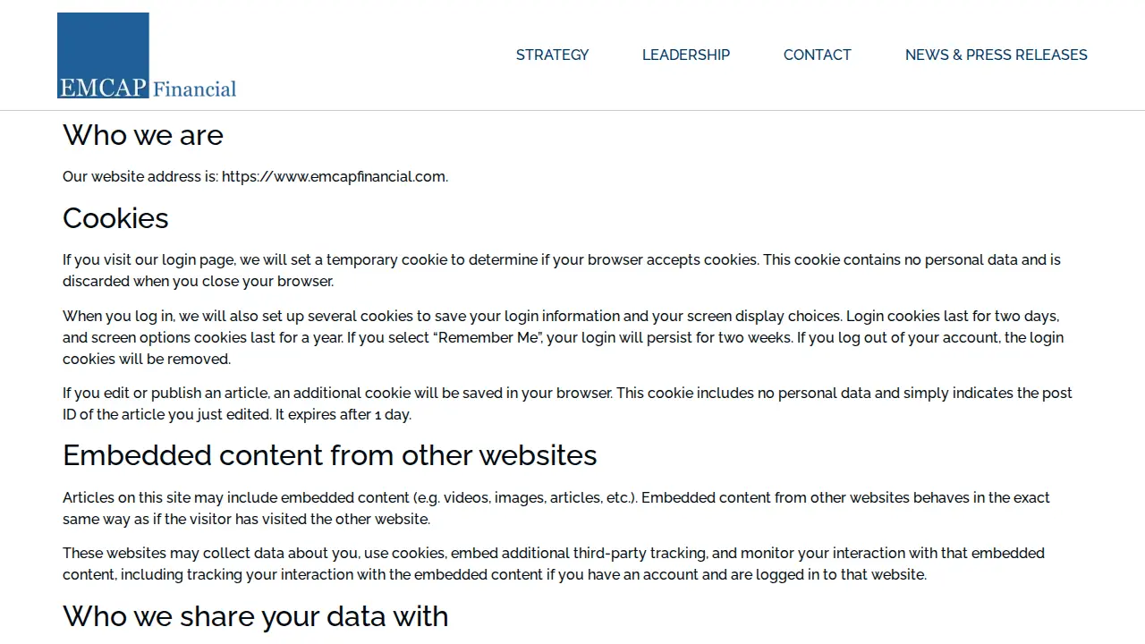 EMCAP Lending page