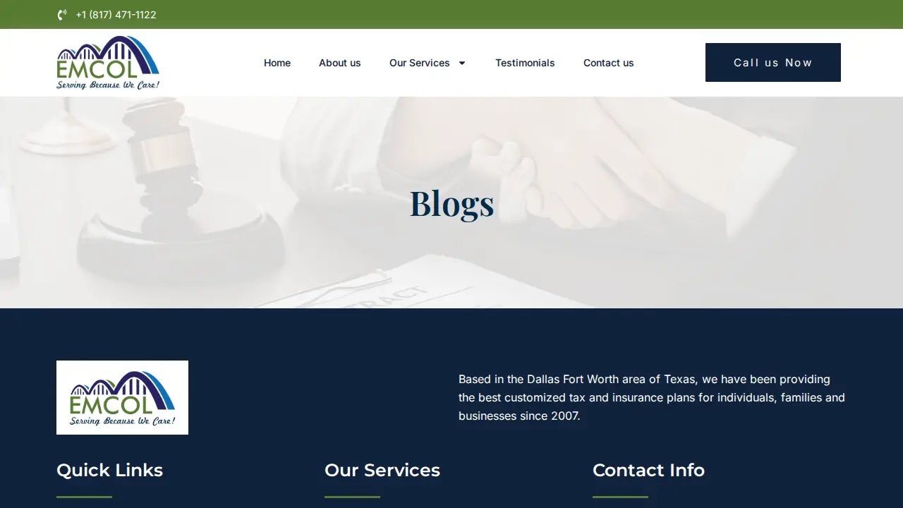 EMCOL Tax & Insurance page