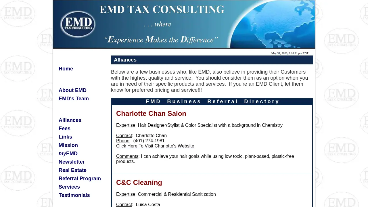 EMD Tax Consulting page