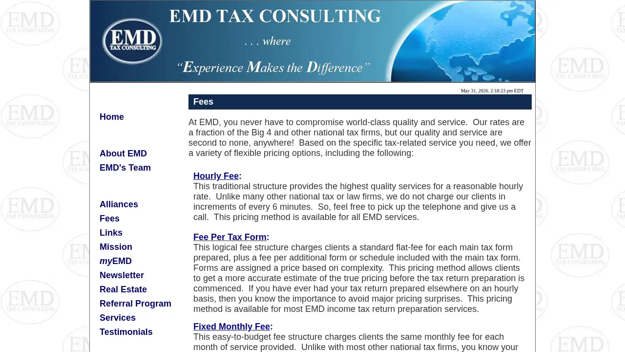 EMD Tax Consulting page