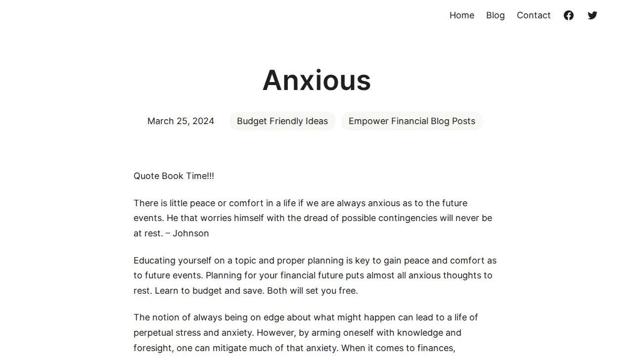 Empower Financial Coaching page