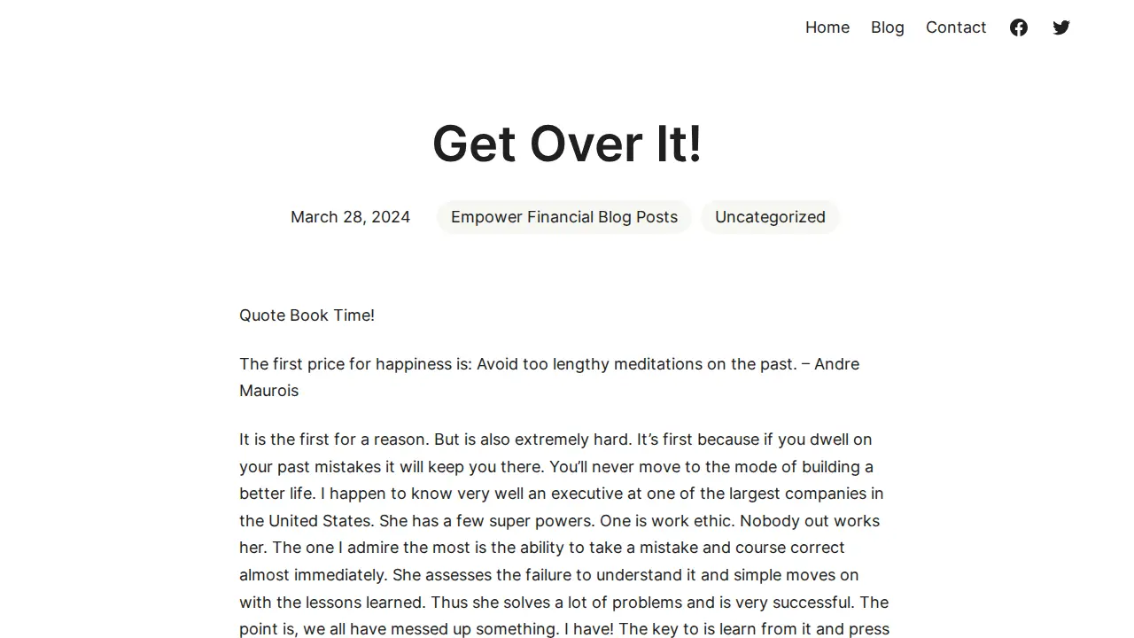 Empower Financial Coaching page