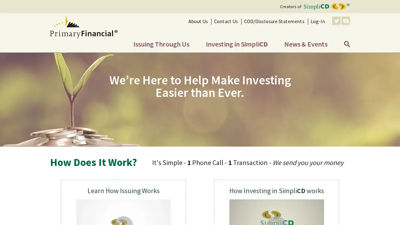 Primary Financial website