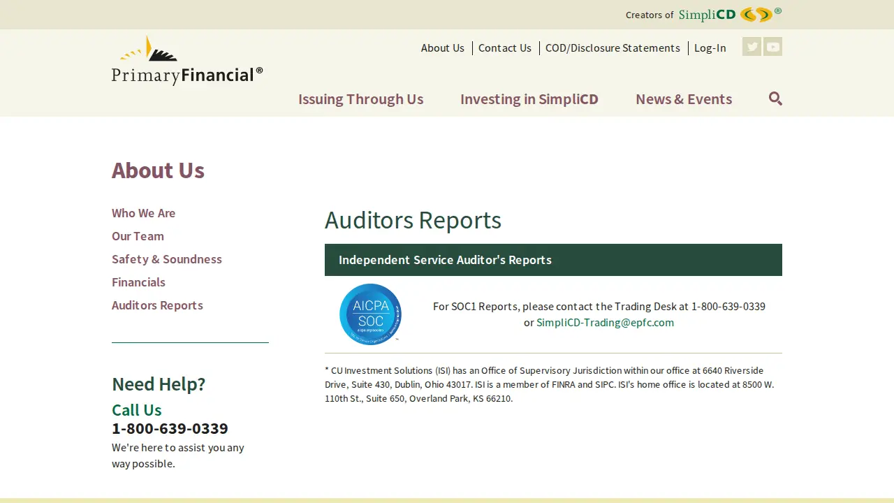 Primary Financial page