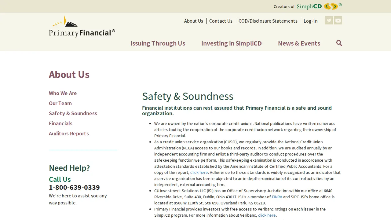 Primary Financial page