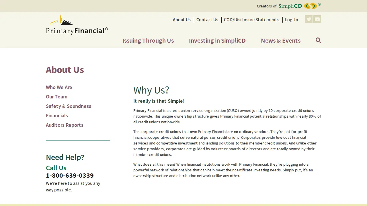 Primary Financial page
