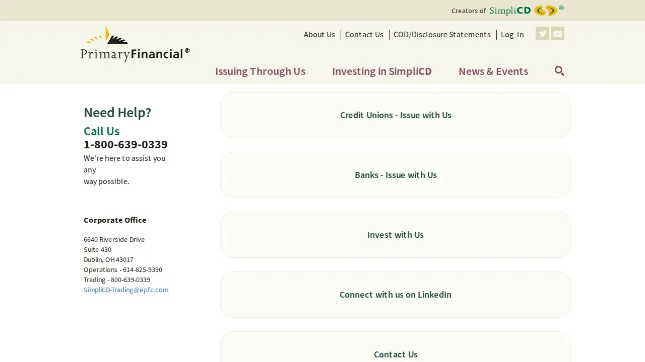 Primary Financial page
