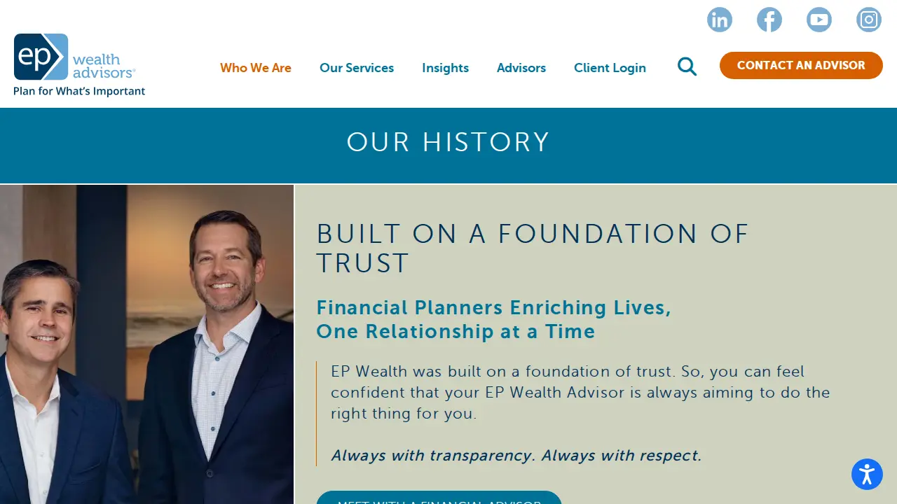 EP Wealth Advisors page