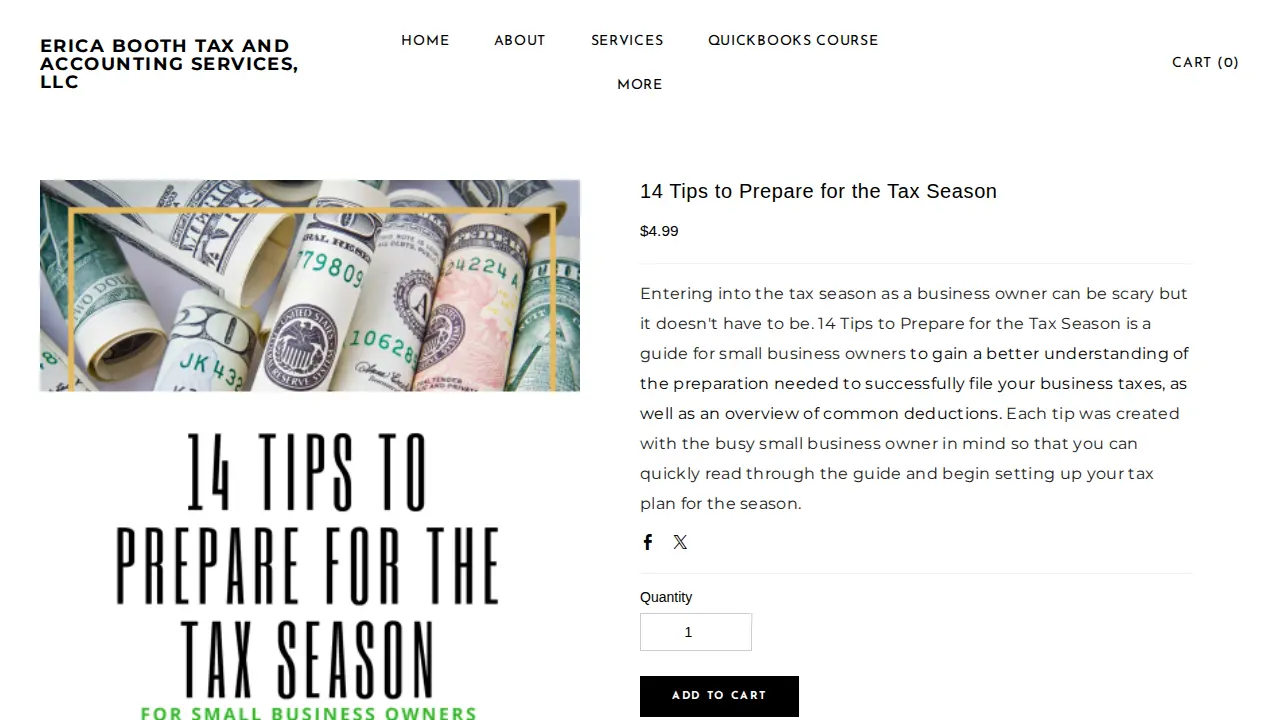 Erica Booth Tax & Accounting Services page