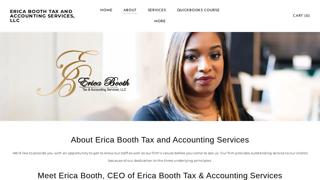 Erica Booth Tax & Accounting Services page