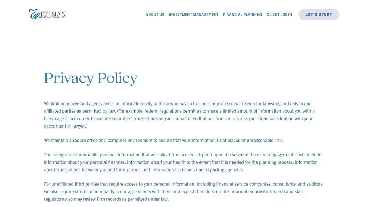 Etesian Wealth Advisors, Inc page