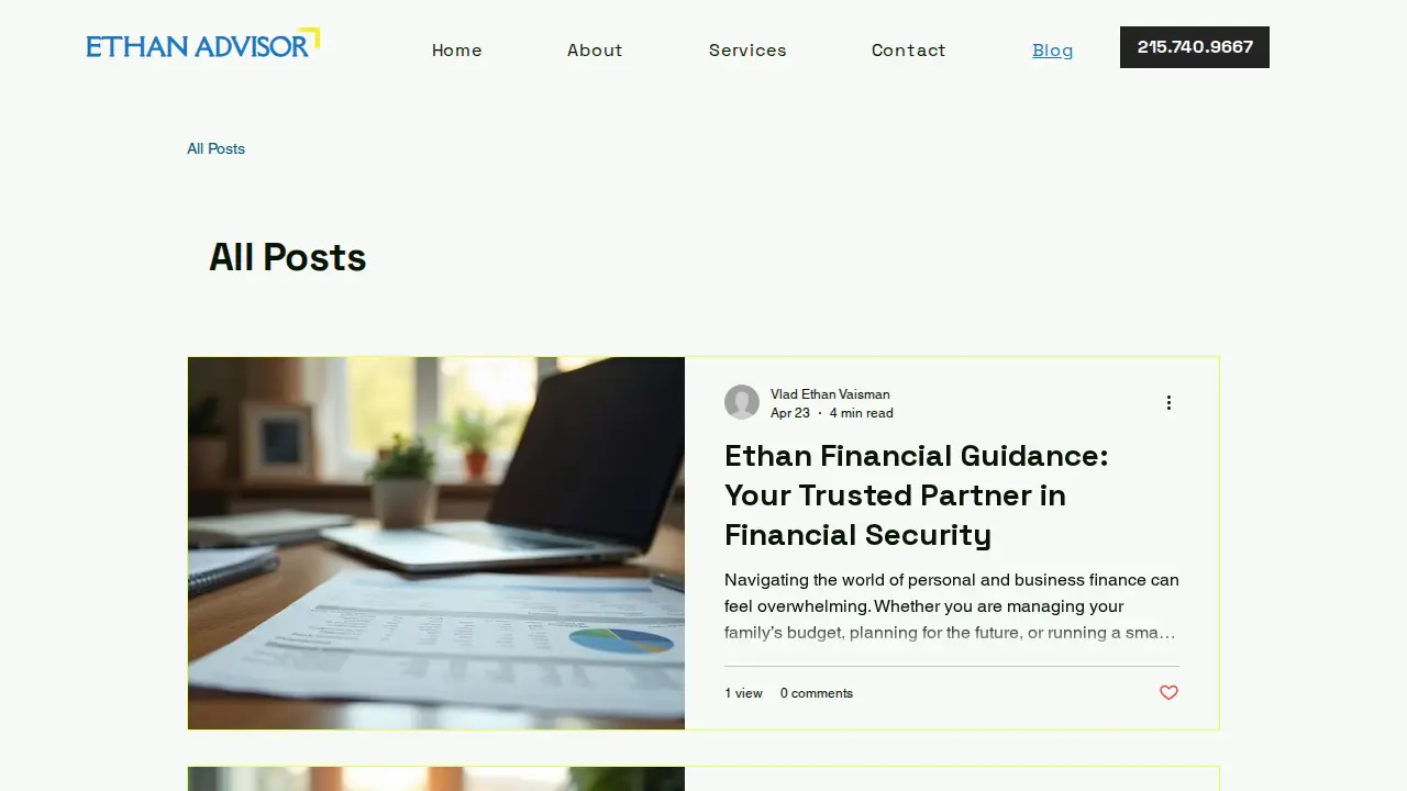 Ethan Advisor page