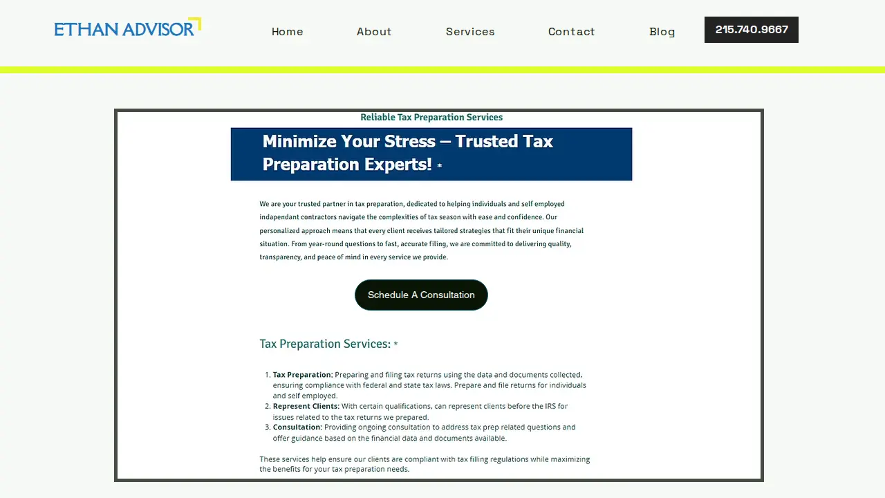 Ethan Advisor page