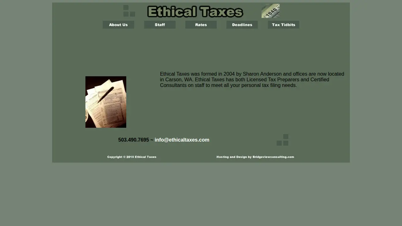 Ethical Taxes page