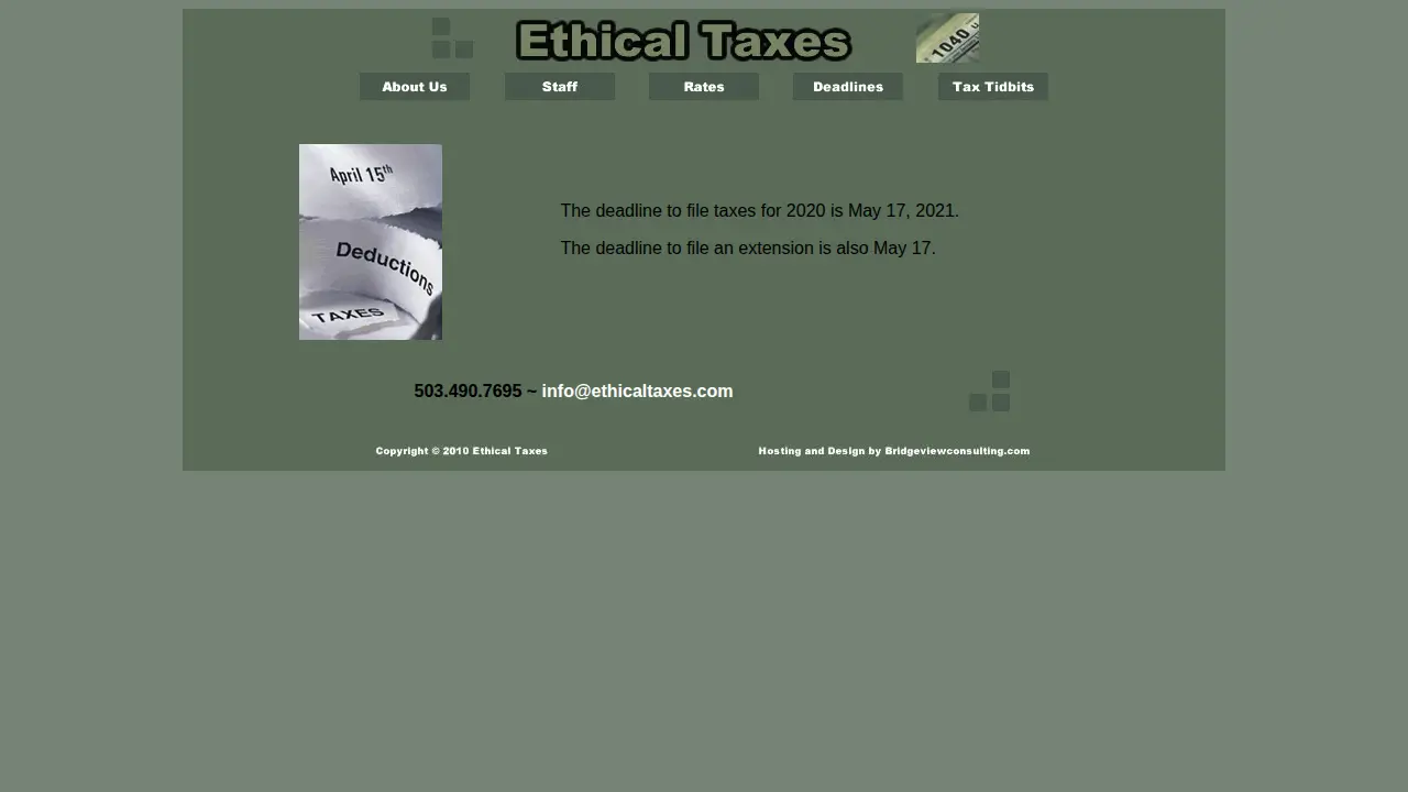 Ethical Taxes page