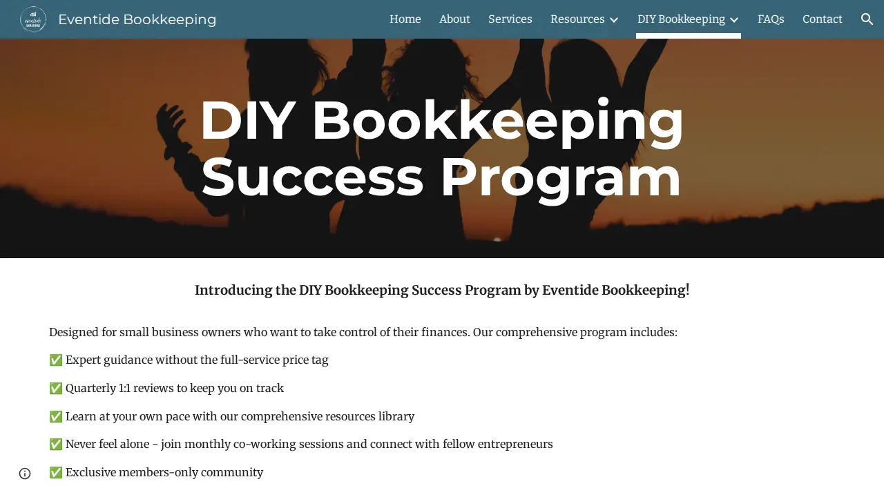 Eventide Bookkeeping page