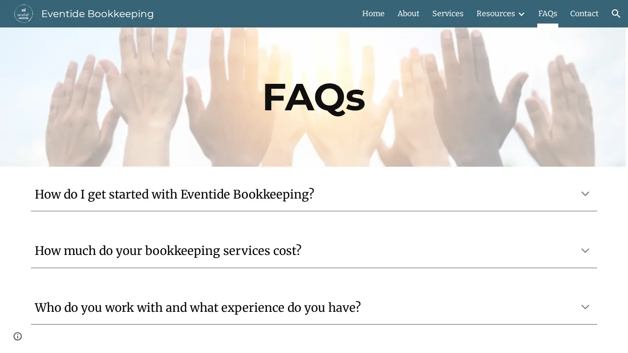 Eventide Bookkeeping page