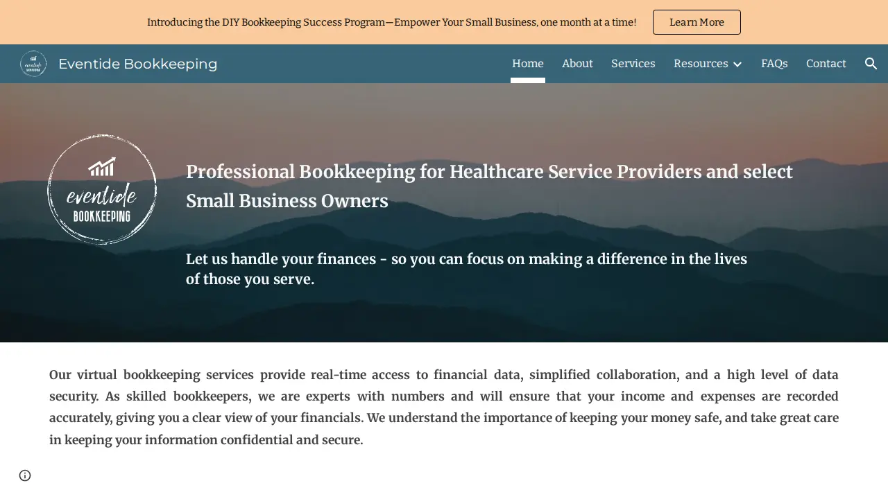 Eventide Bookkeeping page