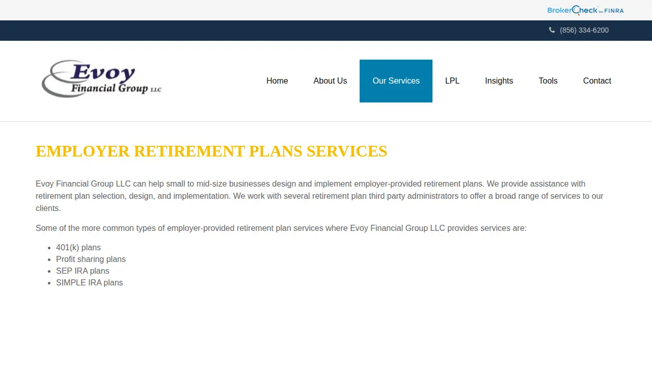 Evoy Financial Group LLC page