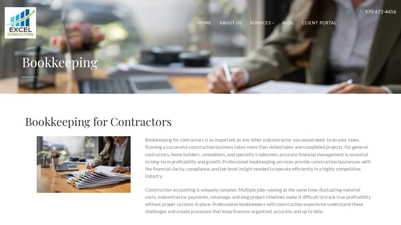 Excel Consulting Solutions page